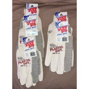 Lot Of 5 BOSS #5501 Mens Work Gloves 100% Cotton W/ PVC Dotted Palm